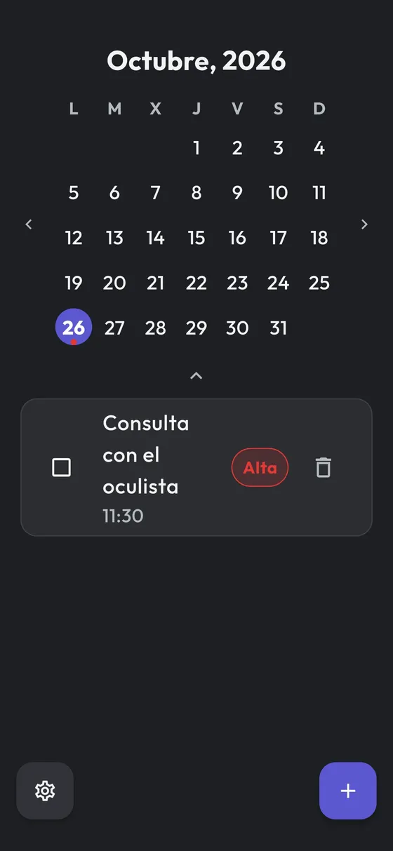 Vista de calendario mensual en Atenea